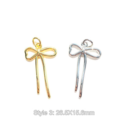 10pcs/lot Gold-Plated Bow Bowknot Charms