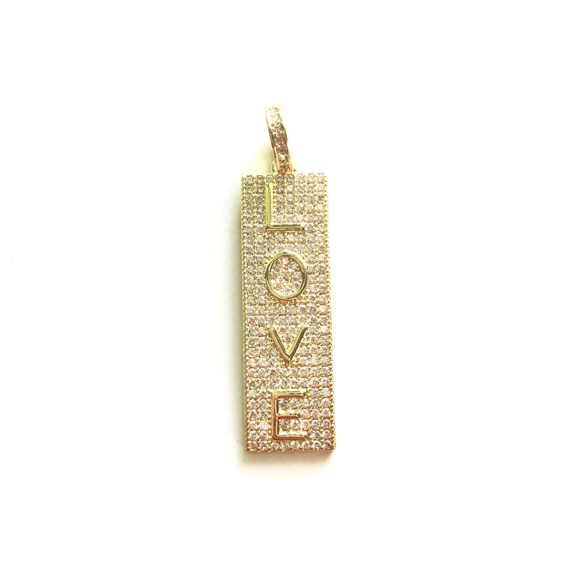 10pcs/lot 46*12mm CZ Paved Love Charms CZ Paved Charms Love Letters Word Tags Charms Beads Beyond