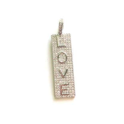 10pcs/lot 46*12mm CZ Paved Love Charms CZ Paved Charms Love Letters Word Tags Charms Beads Beyond