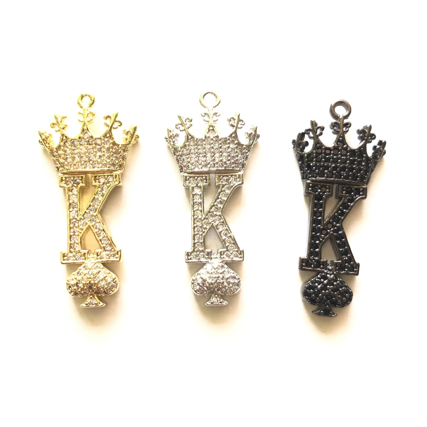10pcs/lot 34*15mm CZ Paved King of Spades Charms CZ Paved Charms Queen Charms Words & Quotes Charms Beads Beyond