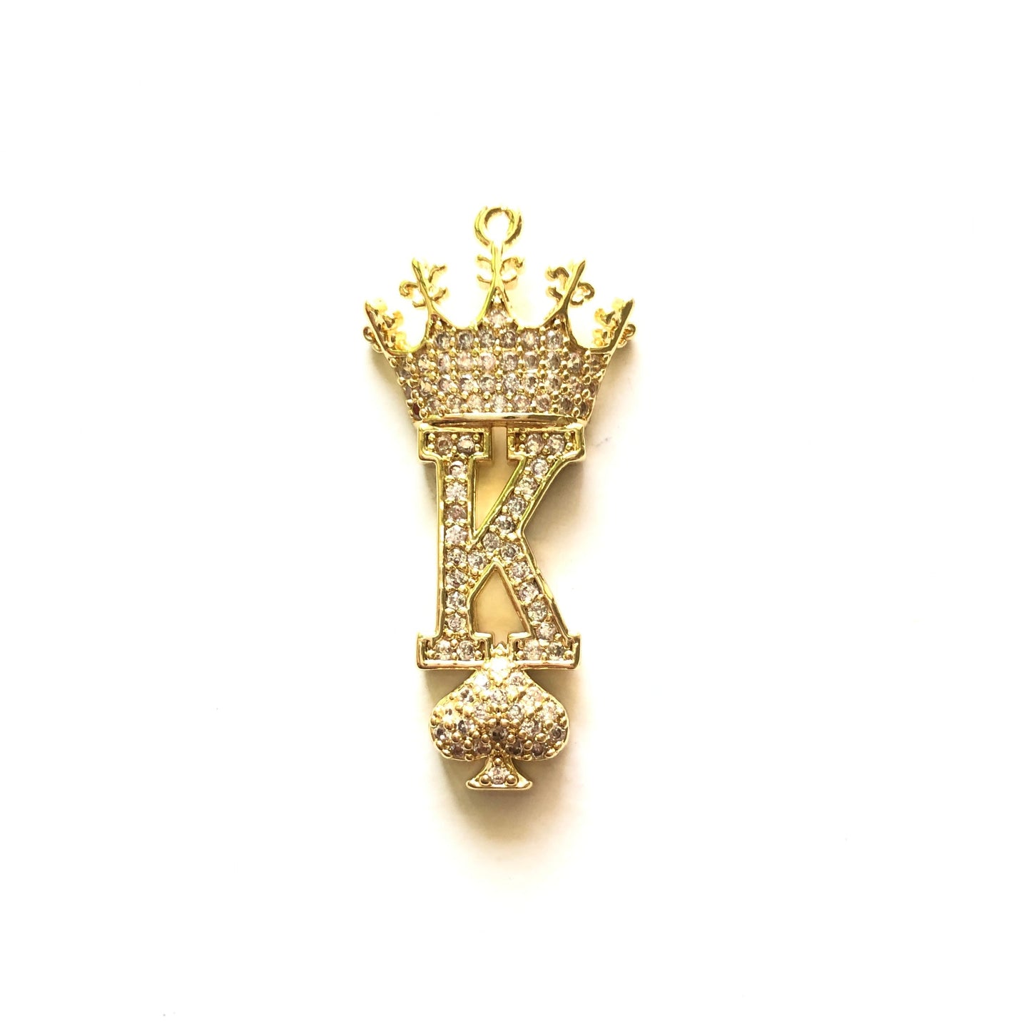 10pcs/lot 34*15mm CZ Paved King of Spades Charms Gold CZ Paved Charms Queen Charms Words & Quotes Charms Beads Beyond