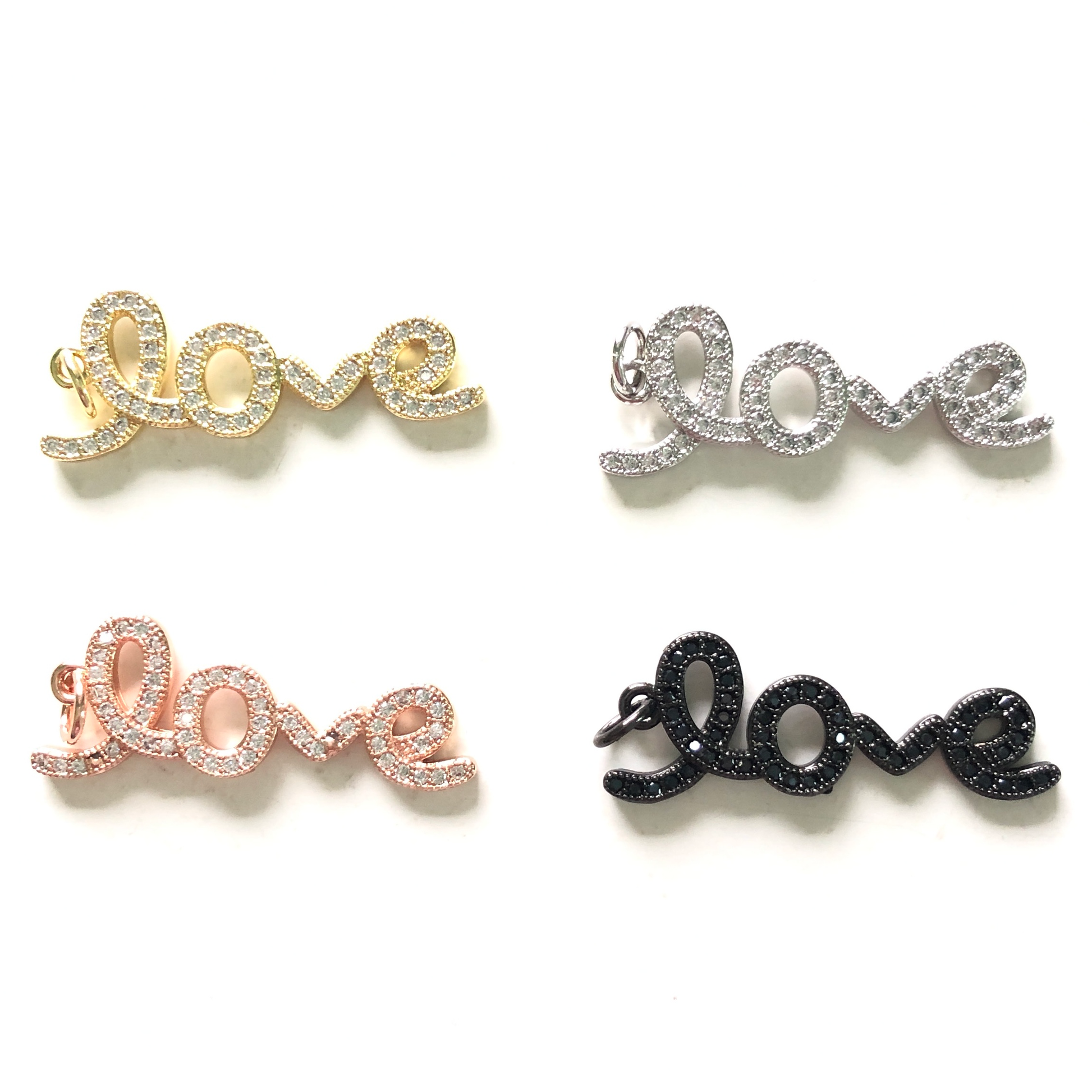 10pcs/lot 31*12mm CZ Paved LOVE Charms CZ Paved Charms Love Letters Words & Quotes Charms Beads Beyond