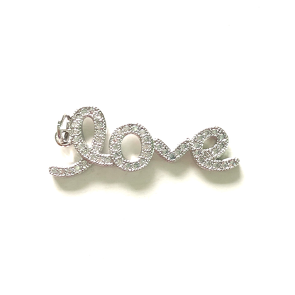 10pcs/lot 31*12mm CZ Paved LOVE Charms Silver CZ Paved Charms Love Letters Words & Quotes Charms Beads Beyond