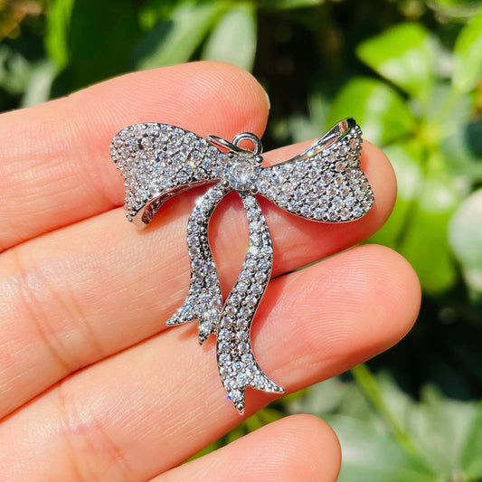 10pcs/lot 34*28.8mm CZ Paved Bow Bowknot Charms CZ Paved Charms Fashion New Charms Arrivals Charms Beads Beyond
