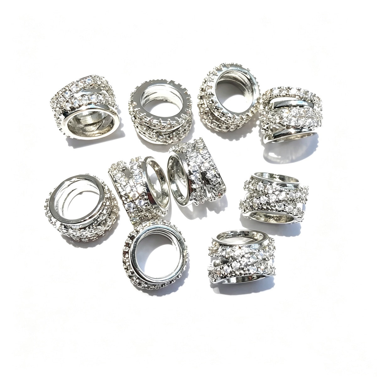 10-20-50pcs/lot 10.5*8mm CZ Paved Hollow Tube Wheel Spacers