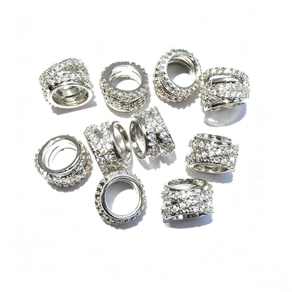 10-20-50pcs/lot 10.5*8mm CZ Paved Hollow Tube Wheel Spacers