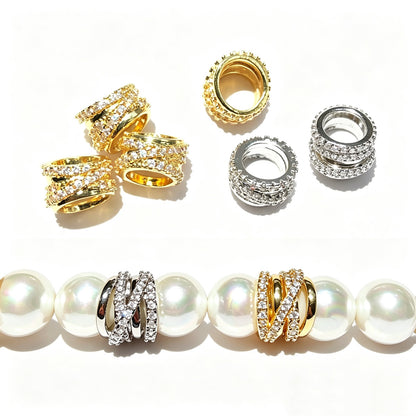 10-20-50pcs/lot 10.5*8mm CZ Paved Hollow Tube Wheel Spacers