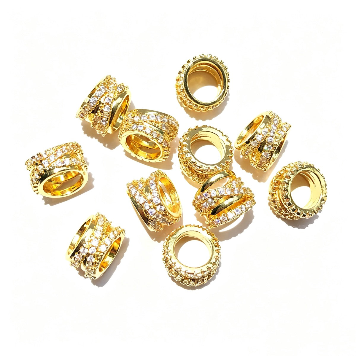 10-20-50pcs/lot 10.5*8mm CZ Paved Hollow Tube Wheel Spacers