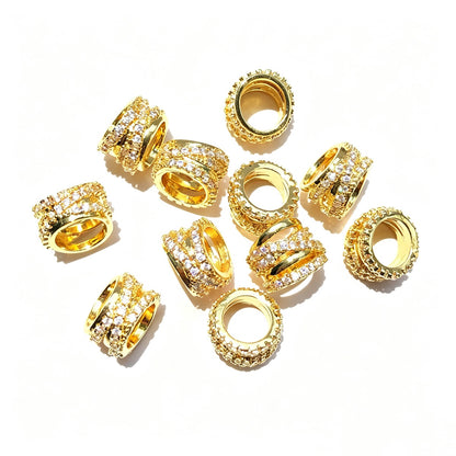 10-20-50pcs/lot 10.5*8mm CZ Paved Hollow Tube Wheel Spacers