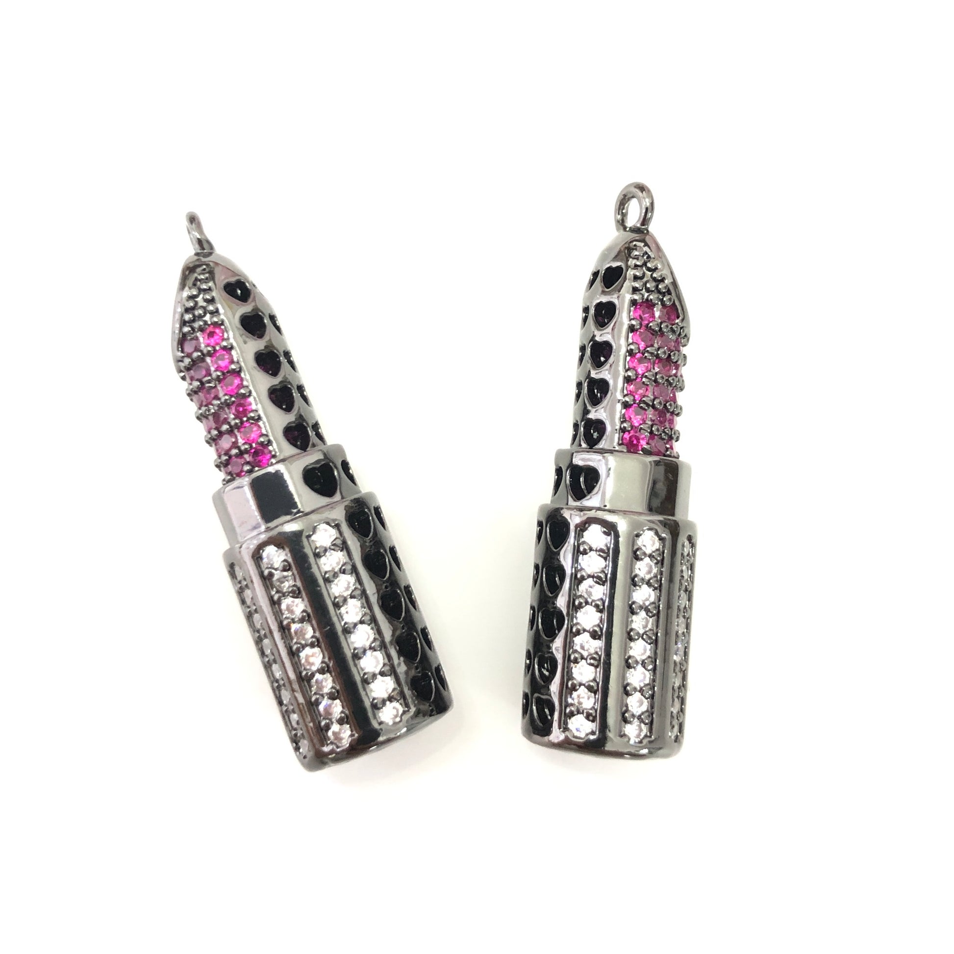 10pcs/lot 35*10mm CZ Paved Lipstick Charms Clear on Black CZ Paved Charms Fashion On Sale Charms Beads Beyond