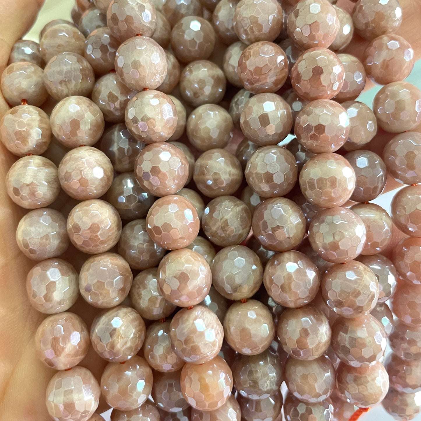 10mm Electroplated Sunstone Stone Faceted Beads-Grade A Premium Quality Electroplated Beads New Beads Arrivals Premium Quality Agate Beads Charms Beads Beyond