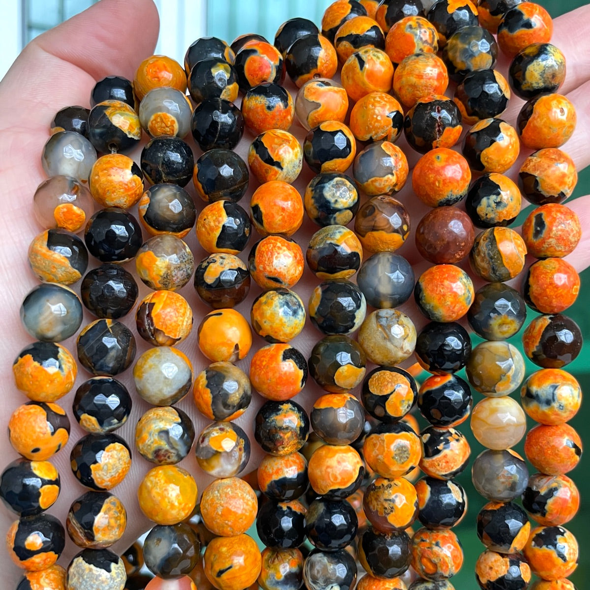 2 Strands/lot 10mm Orange Black Faceted Fire Agate Stone Beads Stone Beads Faceted Agate Beads New Beads Arrivals Charms Beads Beyond
