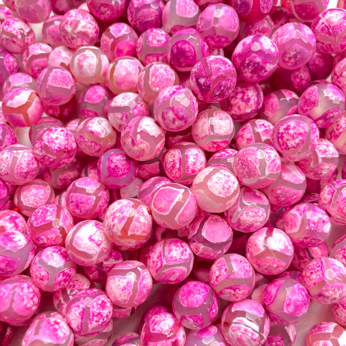 12mm Pink Tibetan Agate Stone Faceted Beads Stone Beads 12mm Stone Beads Breast Cancer Awareness New Beads Arrivals Tibetan Beads Charms Beads Beyond