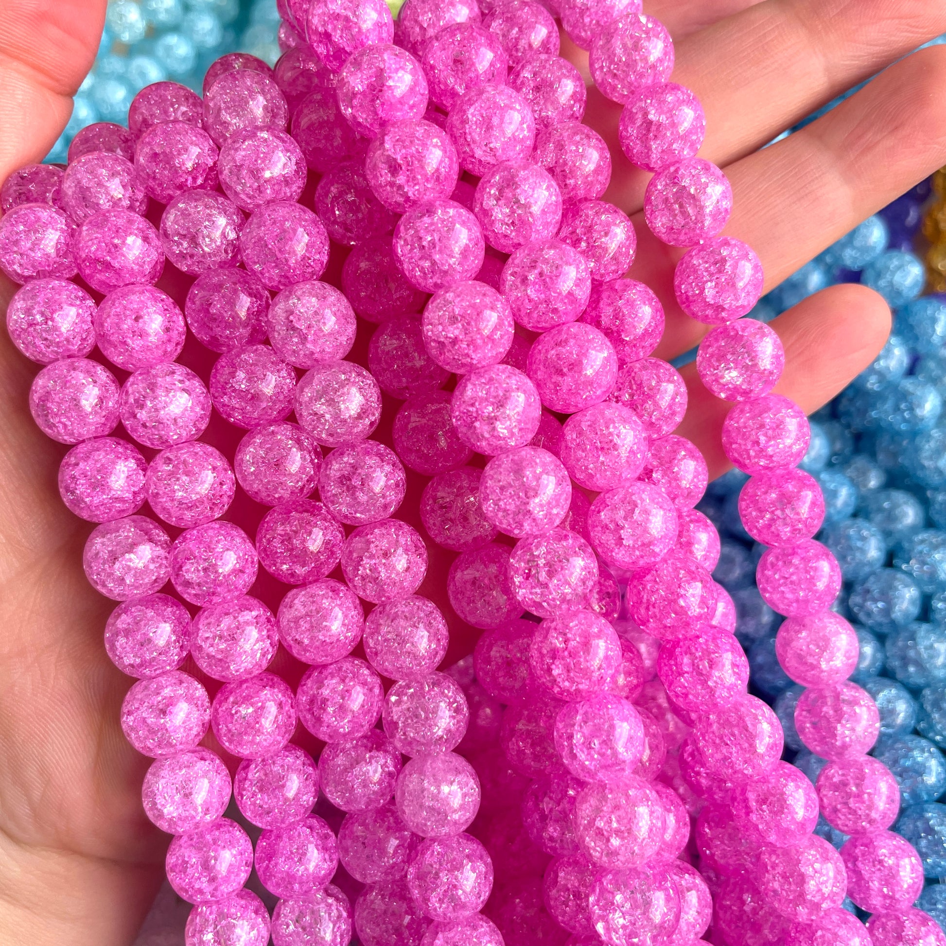 2 Strands/lot 10mm Pink Popcorn Crystal Round Beads Stone Beads Breast Cancer Awareness New Beads Arrivals Other Stone Beads Charms Beads Beyond