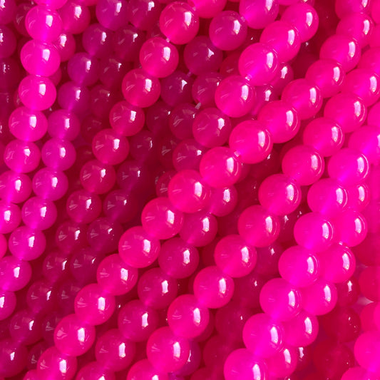 2 Strands/lot 8/10mm Hot Pink Fuchsia Jade Stone Round Beads Stone Beads 8mm Stone Beads Breast Cancer Awareness New Beads Arrivals Round Jade Beads Charms Beads Beyond