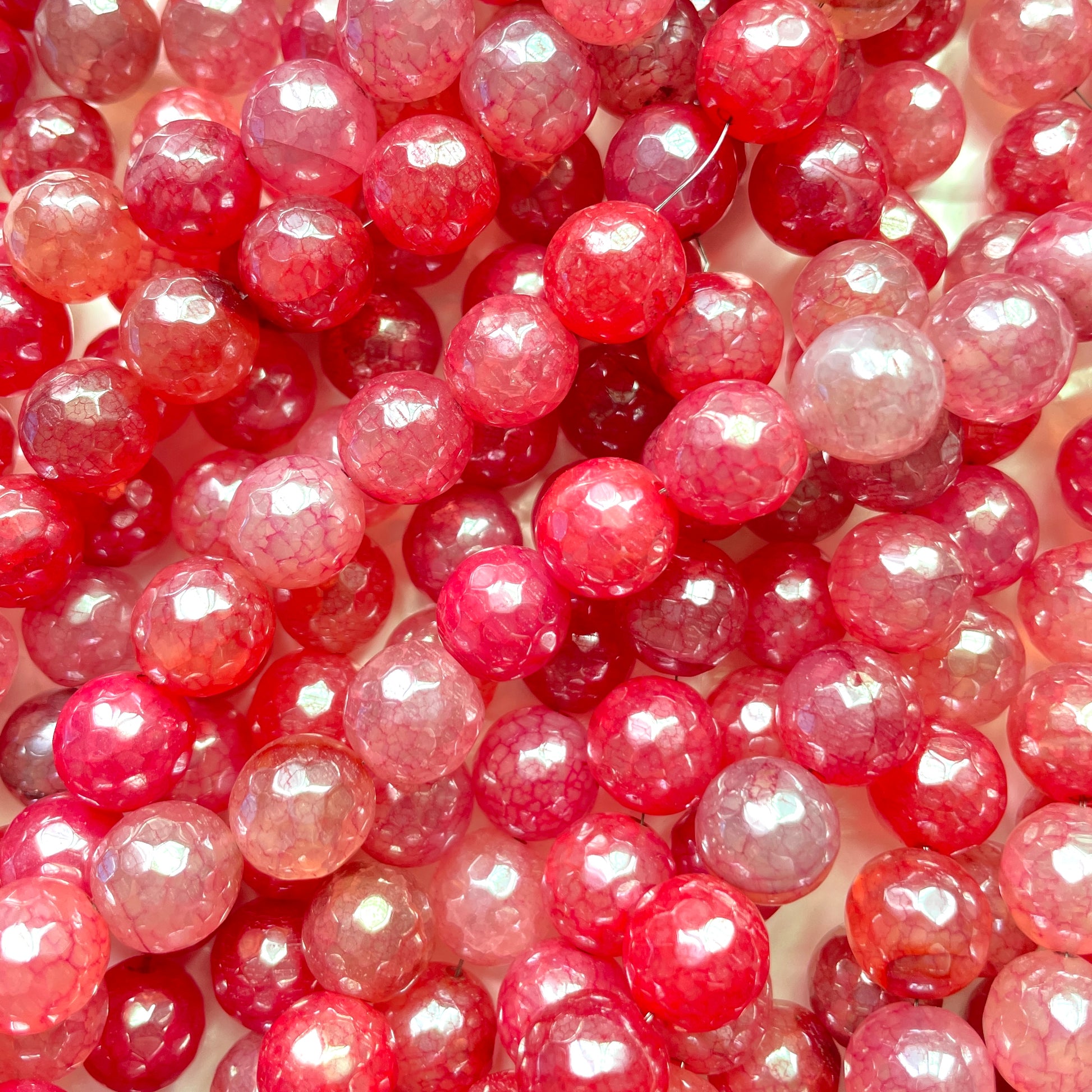 2 Strands/lot 10mm Electroplated Red Agate Faceted Stone Beads Electroplated Beads Electroplated Faceted Agate Beads New Beads Arrivals Charms Beads Beyond