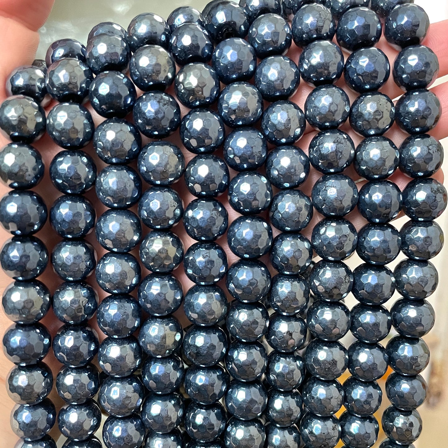 2 Strands/lot 12mm Electroplated Black Faceted Jade Stone Beads Electroplated Beads Electroplated Faceted Jade Beads Charms Beads Beyond