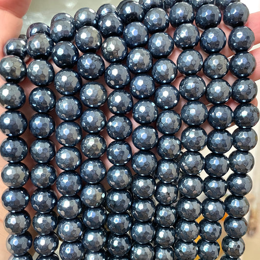 2 Strands/lot 12mm Electroplated Black Faceted Jade Stone Beads Electroplated Beads Electroplated Faceted Jade Beads Charms Beads Beyond