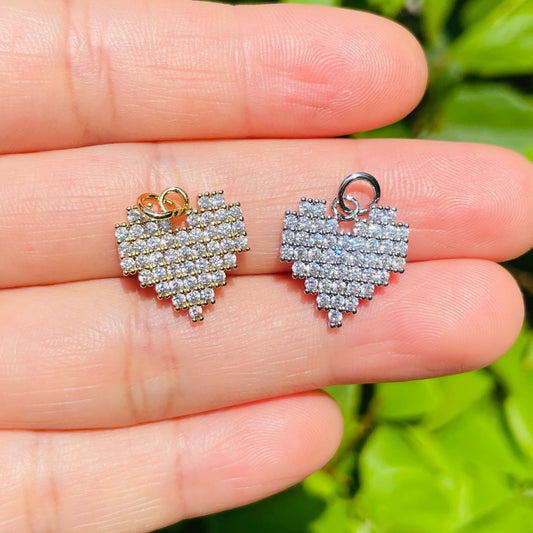 10pcs/lot Small Size CZ Pave Heart Charm Pendants