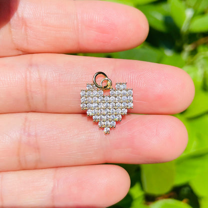 10pcs/lot Small Size CZ Pave Heart Charm Pendants