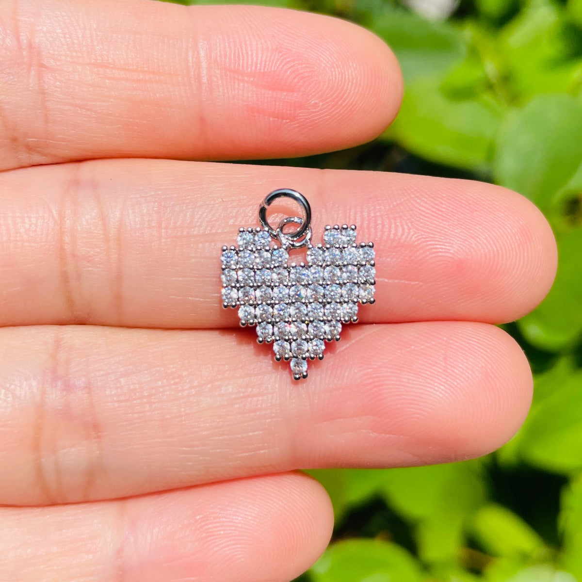 10pcs/lot Small Size CZ Pave Heart Charm Pendants