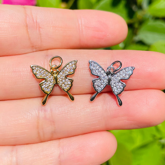 10pcs/lot Small Size CZ Paved Butterfly Charm