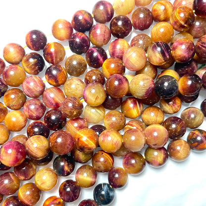 10mm Natural Yellow Pink Galaxy Tiger Eye Round Stone Beads Stone Beads New Beads Arrivals Tiger Eye Beads Charms Beads Beyond