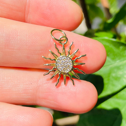 10pcs/lot 18.5*16mm Small Size CZ Paved Sun Charms CZ Paved Charms New Charms Arrivals Small Sizes Sun Moon Stars Charms Beads Beyond