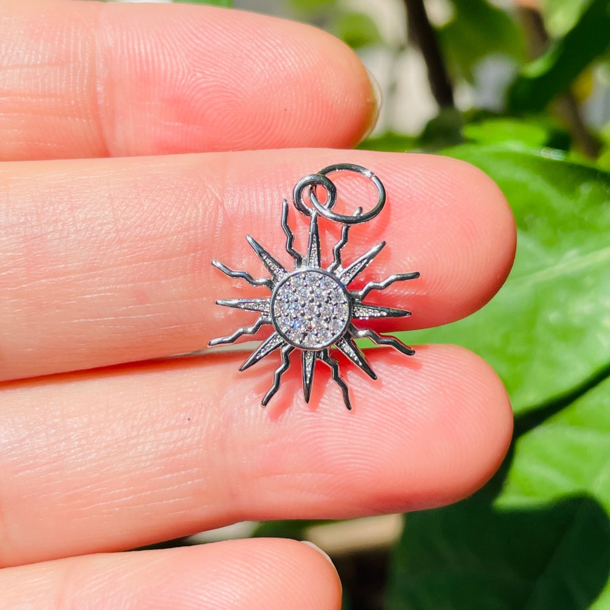 10pcs/lot 18.5*16mm Small Size CZ Paved Sun Charms CZ Paved Charms New Charms Arrivals Small Sizes Sun Moon Stars Charms Beads Beyond