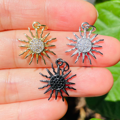 10pcs/lot 18.5*16mm Small Size CZ Paved Sun Charms Mix Colors CZ Paved Charms New Charms Arrivals Small Sizes Sun Moon Stars Charms Beads Beyond