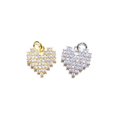 10pcs/lot Small Size CZ Pave Heart Charm Pendants