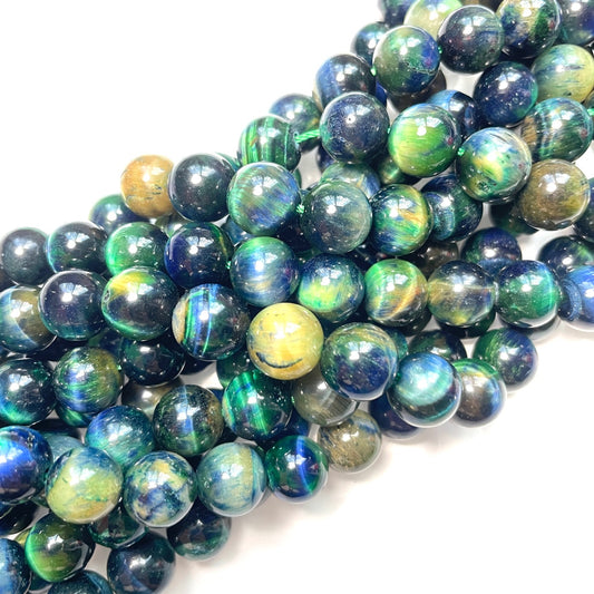 10mm Natural Green Galaxy Tiger Eye Round Stone Beads Stone Beads New Beads Arrivals Tiger Eye Beads Charms Beads Beyond