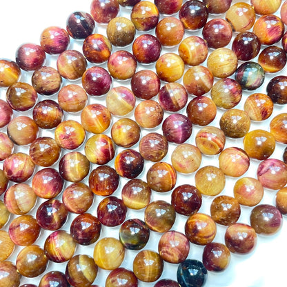 10mm Natural Yellow Pink Galaxy Tiger Eye Round Stone Beads Stone Beads New Beads Arrivals Tiger Eye Beads Charms Beads Beyond