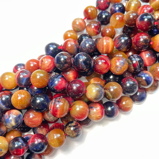 10mm Natural Blue Red Yellow Galaxy Tiger Eye Round Stone Beads Stone Beads New Beads Arrivals Tiger Eye Beads Charms Beads Beyond