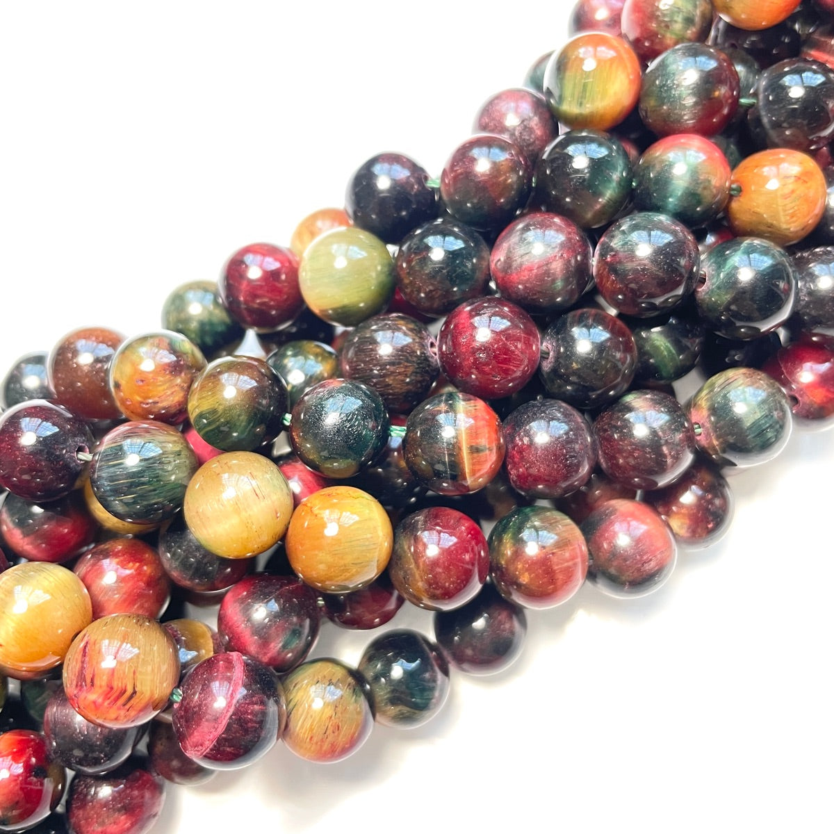 10mm Natural Green Red Yellow Galaxy Tiger Eye Round Stone Beads Stone Beads New Beads Arrivals Tiger Eye Beads Charms Beads Beyond