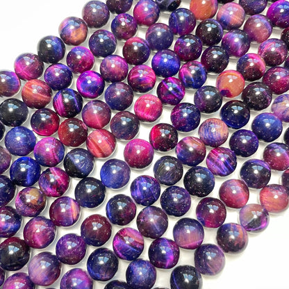 10mm Natural Purple Galaxy Tiger Eye Round Stone Beads Stone Beads Tiger Eye Beads Charms Beads Beyond