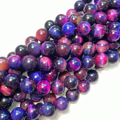 10mm Natural Purple Galaxy Tiger Eye Round Stone Beads Stone Beads Tiger Eye Beads Charms Beads Beyond