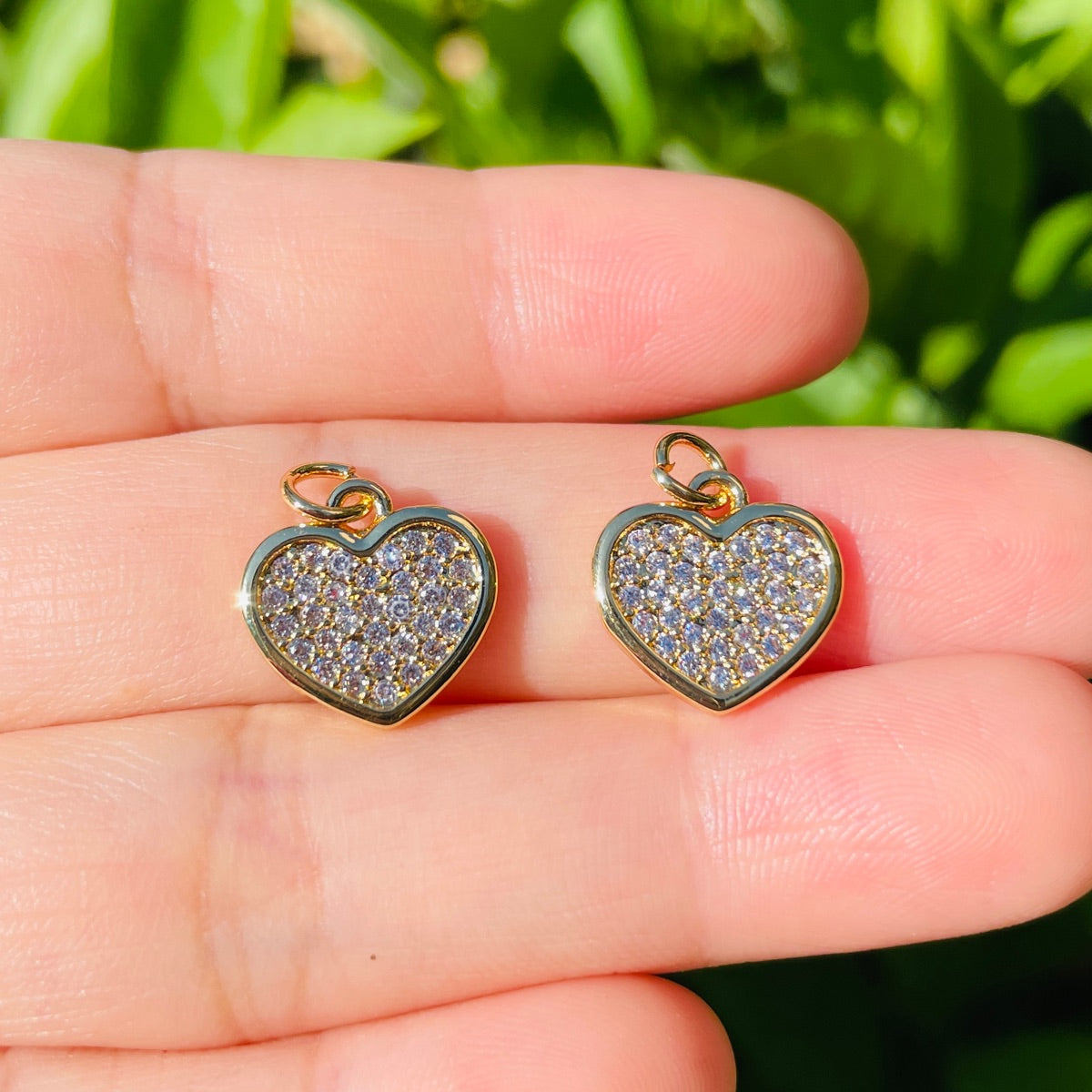 10pcs/lot 13mm Small Size CZ Paved Heart Charms CZ Paved Charms Hearts New Charms Arrivals Small Sizes Charms Beads Beyond
