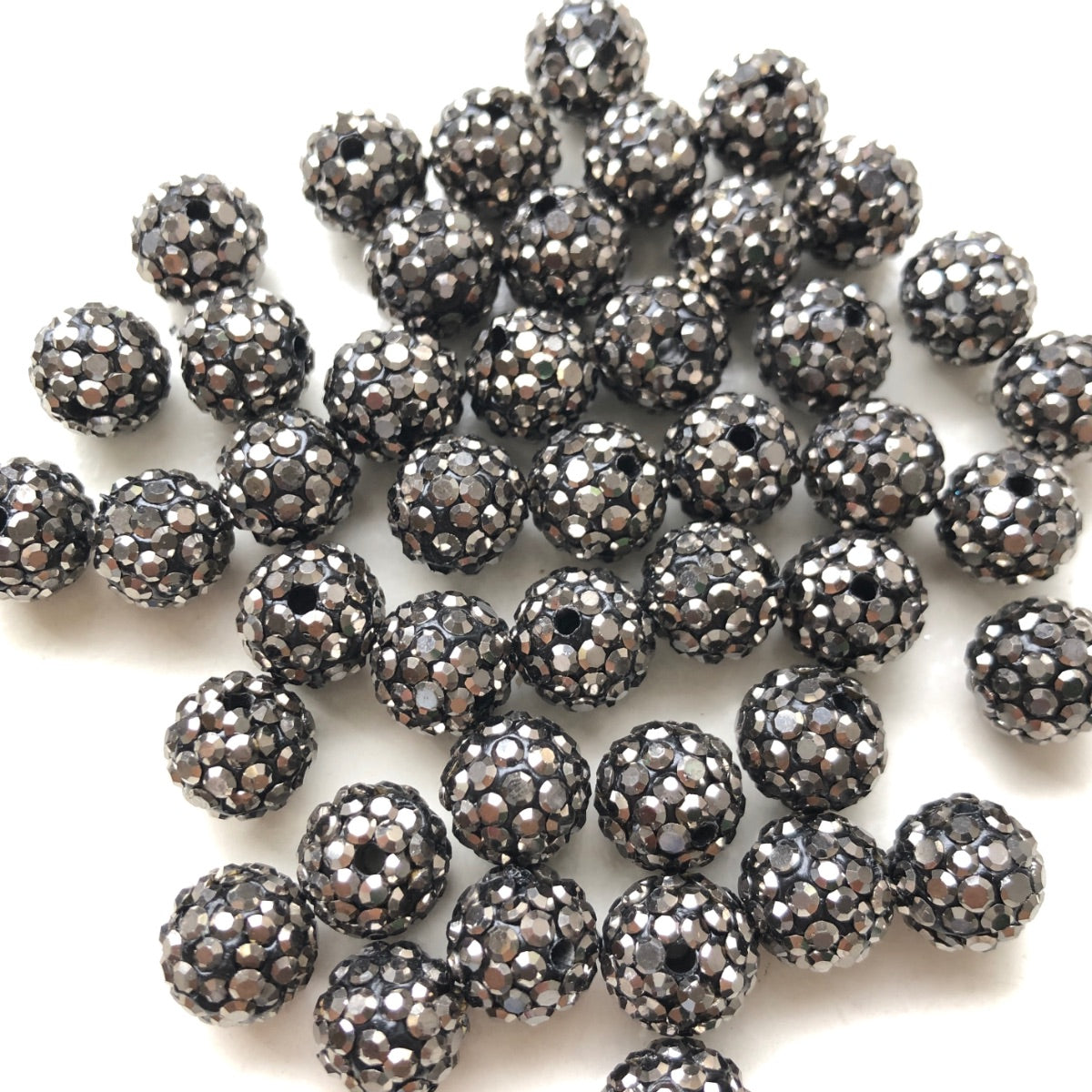 50-100pcs/lot 10mm Gunmetal Rhinestone Clay Disco Ball Beads Clay Beads Charms Beads Beyond