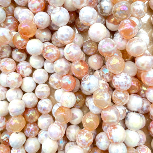 2 Strands/lot 10mm Electroplated White Orange Faceted Agate Stone Beads Electroplated Beads Electroplated Faceted Agate Beads New Beads Arrivals Charms Beads Beyond