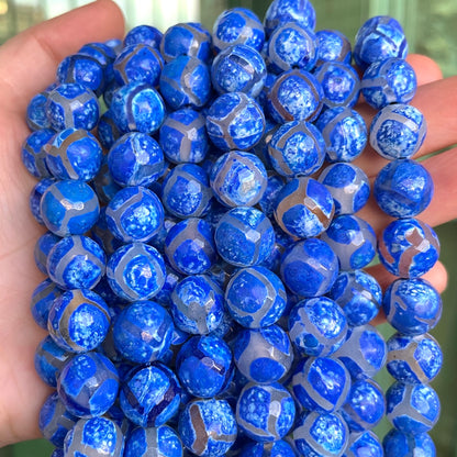 10/12mm Blue Tibetan Agate Faceted Stone Beads 12mm Stone Beads 12mm Stone Beads New Beads Arrivals Tibetan Beads Charms Beads Beyond