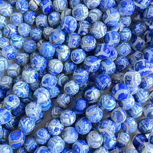 10/12mm Blue Tibetan Agate Faceted Stone Beads 10mm Stone Beads 12mm Stone Beads New Beads Arrivals Tibetan Beads Charms Beads Beyond