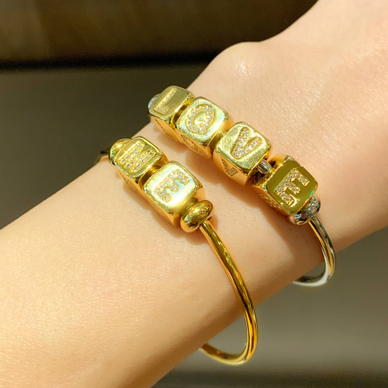 CZ Paved Initial Alphabet Letter Cubic Spacers And Bangles Women Bangles Women Bangles Charms Beads Beyond