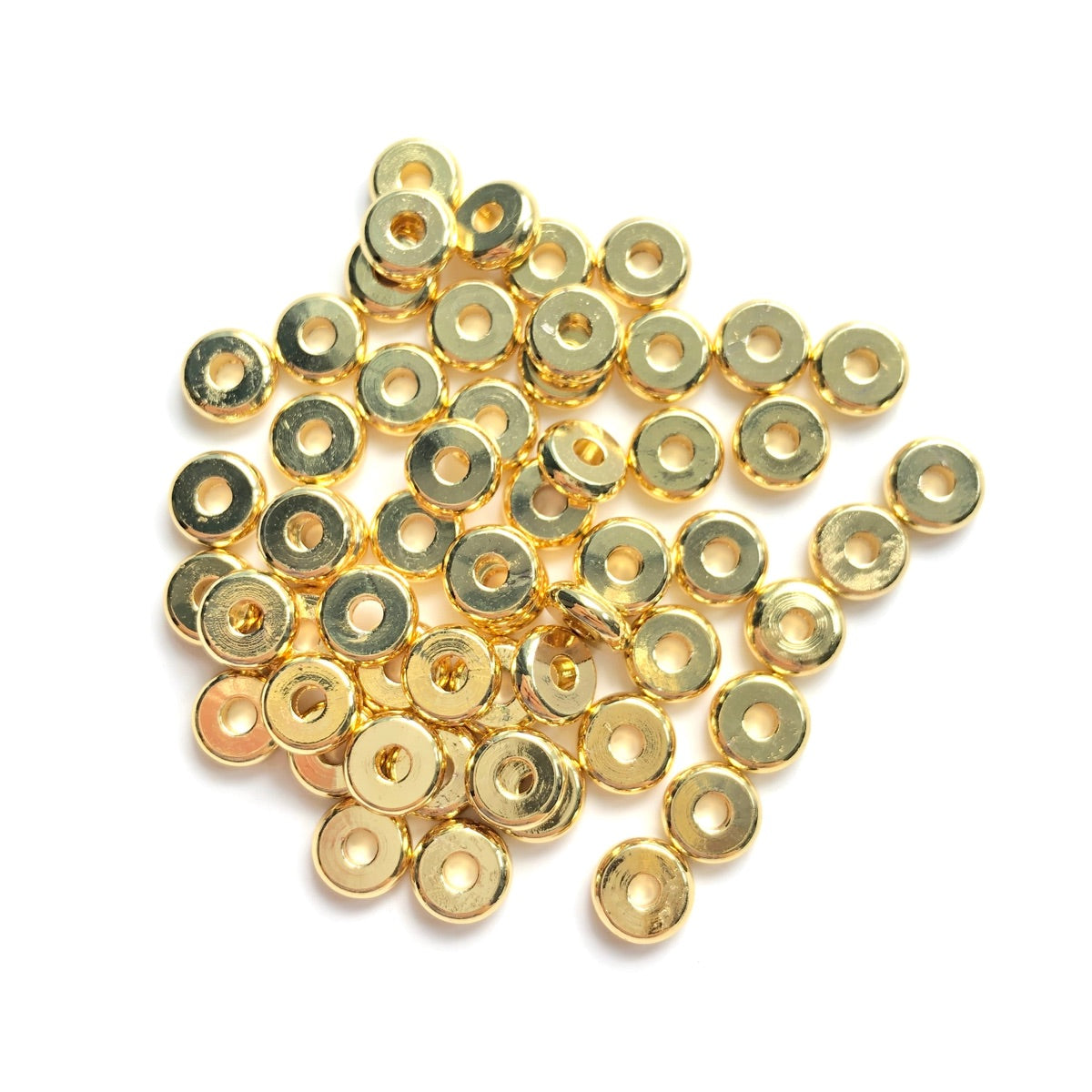 200pcs/lot 4/6/8/10mm Gold Plated Flat Round Spacers Accessories Charms Beads Beyond