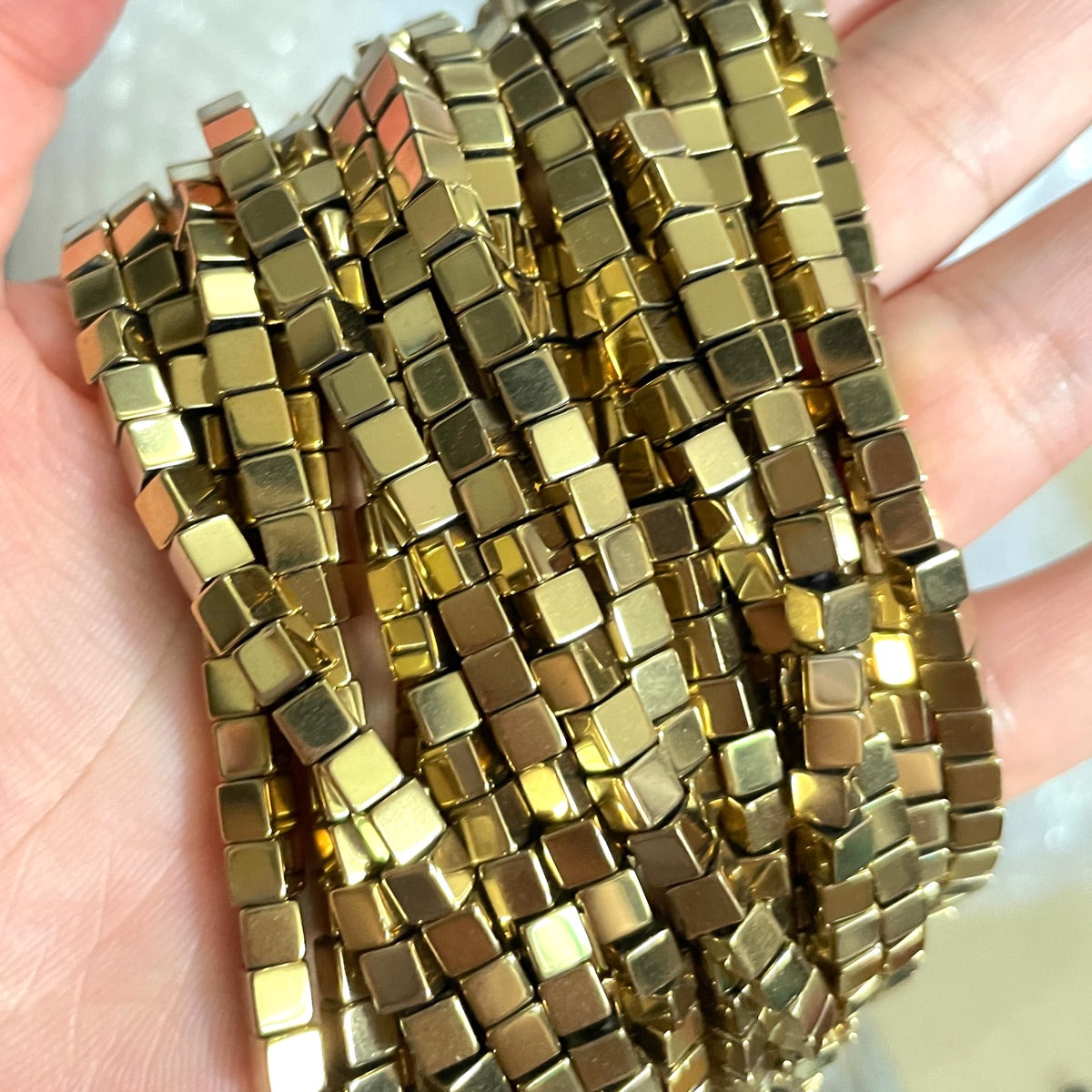 Beads Jewelry Square Metal, Metal Beads 8mm Square Gold