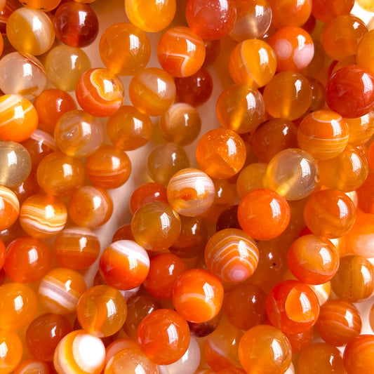 2 Strands/lot 10mm Orange Banded Agate Round Stone Beads Stone Beads New Beads Arrivals Round Agate Beads Charms Beads Beyond