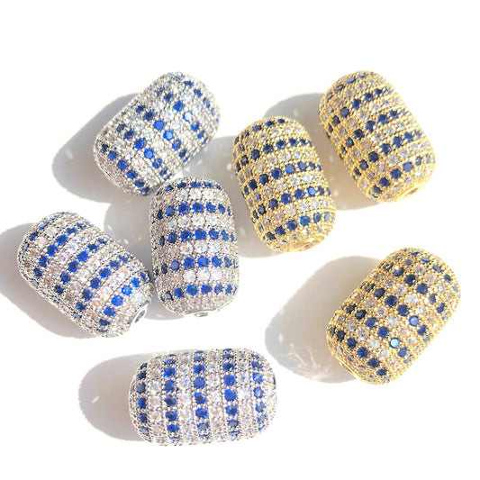 5-10pcs/lot Clear Blue CZ Paved Oval Beads Centerpiece Spacers Mix Colors CZ Paved Spacers Colorful Zirconia New Spacers Arrivals Oval Spacers Charms Beads Beyond