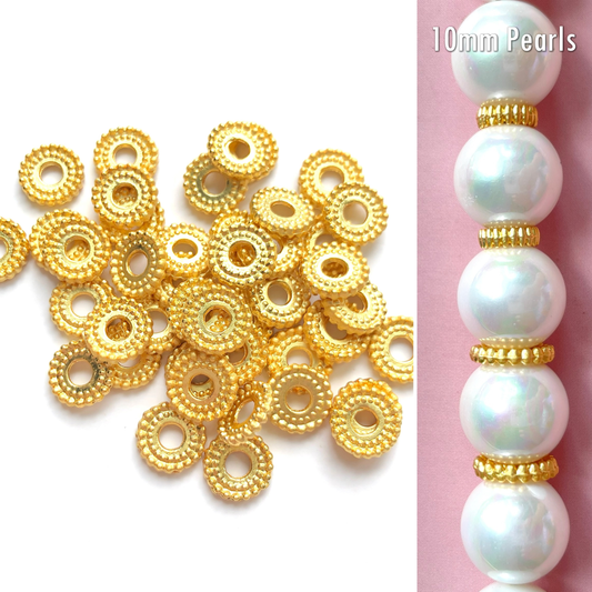 200pcs/lot 6/8/mm Gold Plated Copper Flower Rondelle Wheel Spacers Accessories Charms Beads Beyond