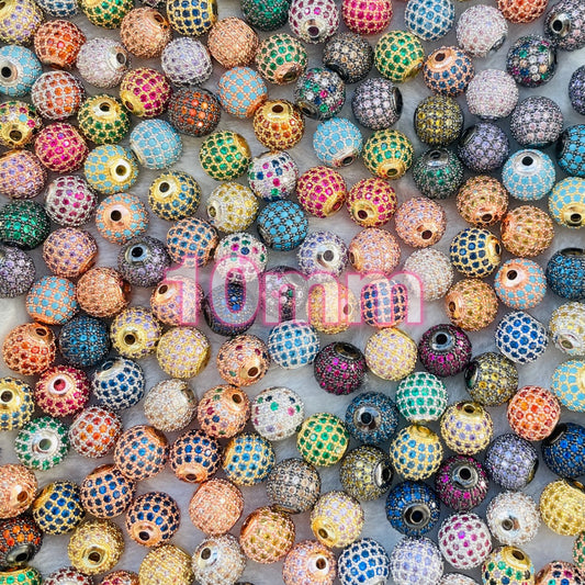 50-100pcs/lot 10/12mm Colorful CZ Ball Spacers Mix Bundle Wholesale 10mm Beads 12mm Beads Colorful Zirconia New Spacers Arrivals Charms Beads Beyond