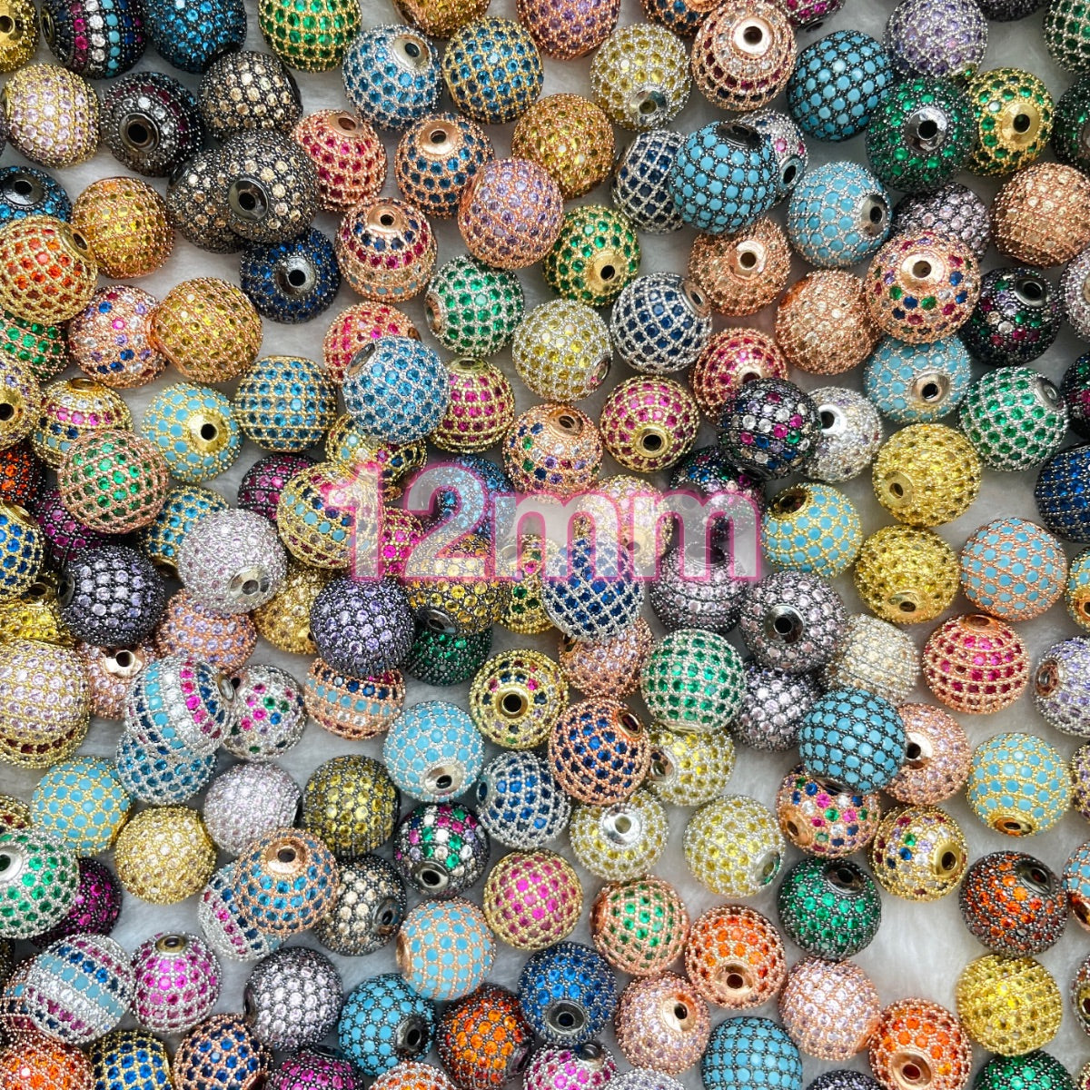 50-100pcs/lot 10/12mm Colorful CZ Ball Spacers Mix Bundle Wholesale 10mm Beads 12mm Beads Colorful Zirconia New Spacers Arrivals Charms Beads Beyond